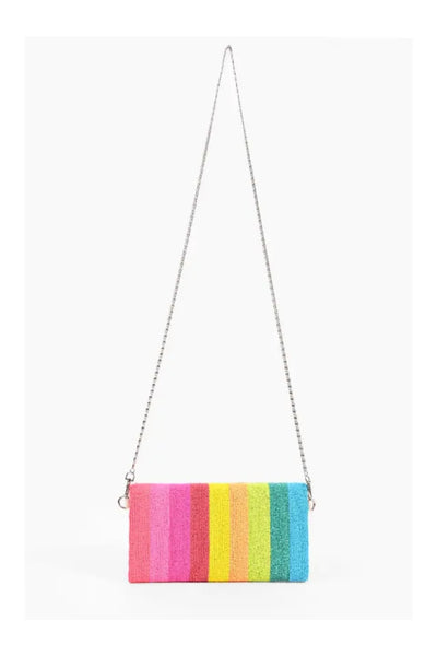 RAINBOW BEE BEADED CLUTCH