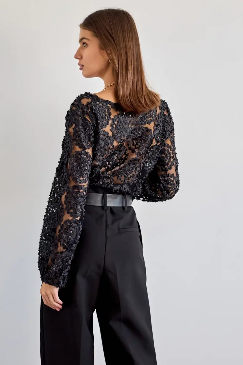 ROSETTE BLOUSE NAVY