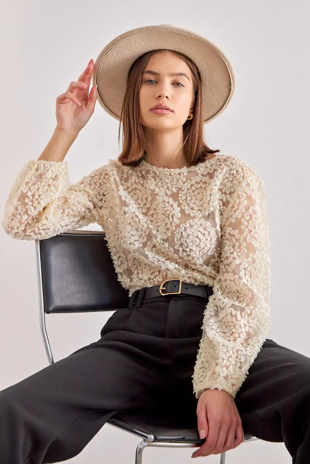 ROSETTE BLOUSE CREAM