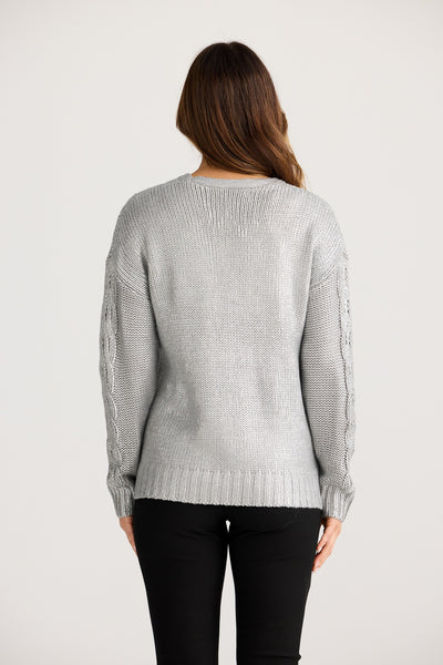 SATELLITE KNIT SILVER METALLIC