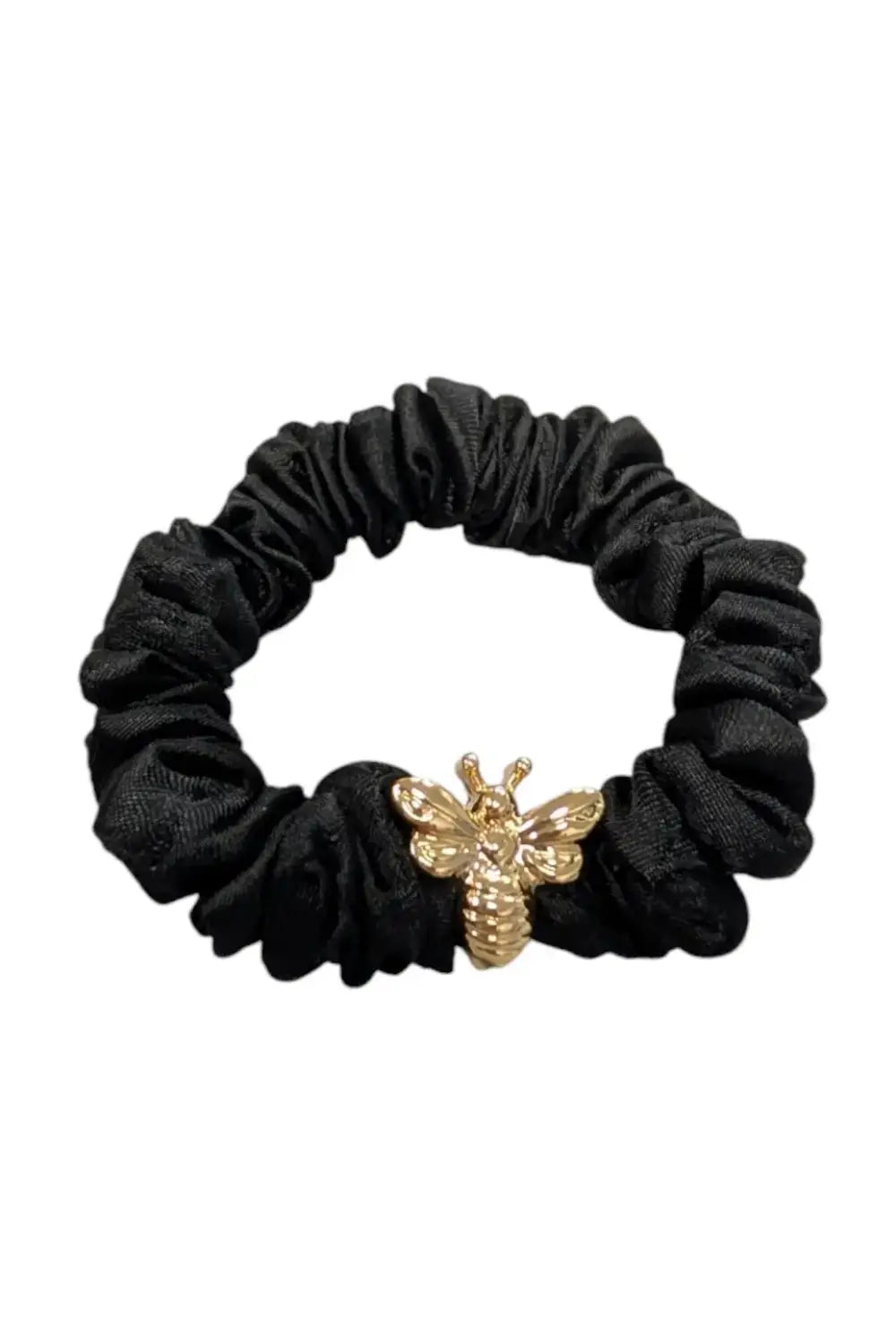 SATIN BEE SCRUNCHIE BLACK
