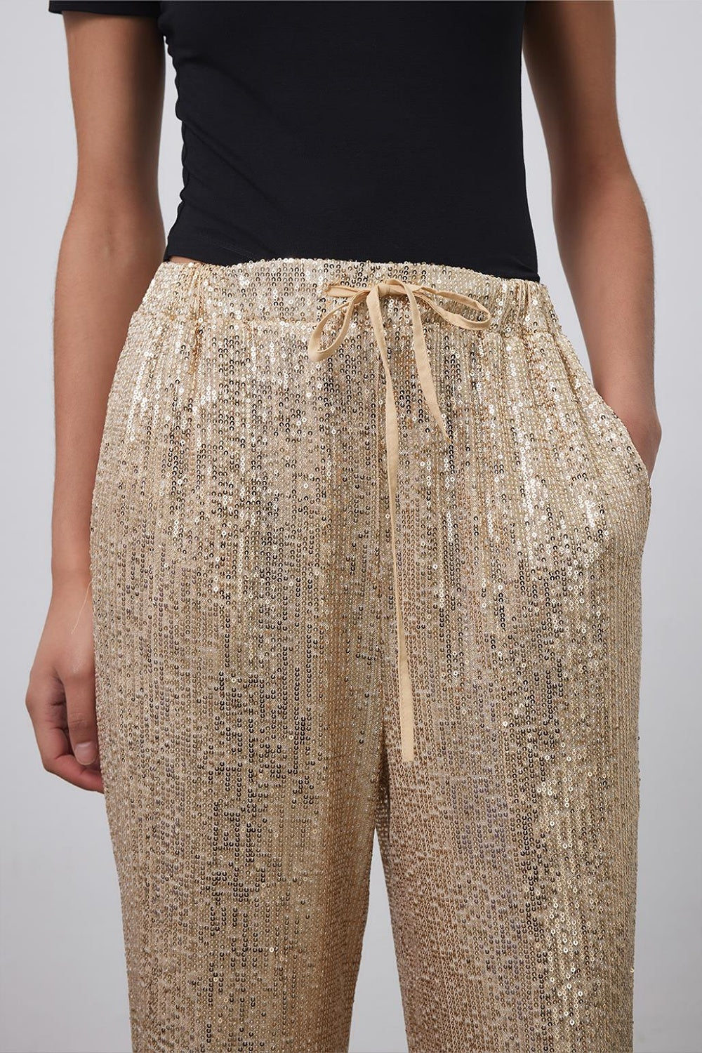 Gold sequin wide leg pants outlet