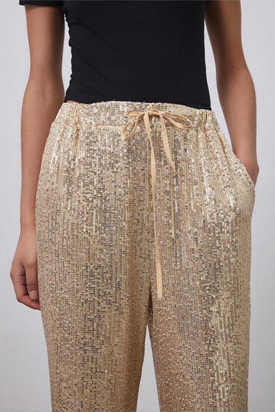 SEQUIN WIDE LEG PANTS GOLD