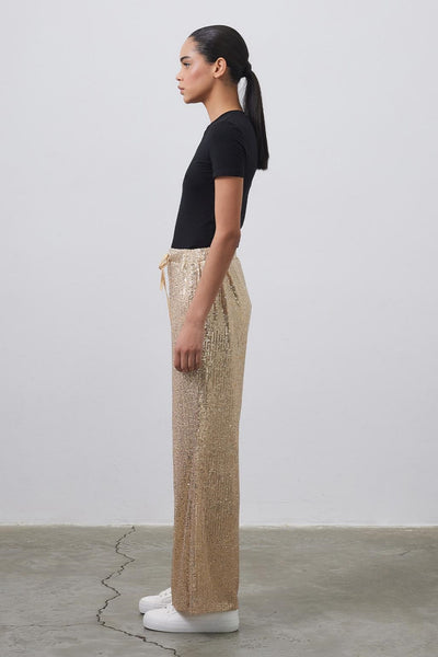 SEQUIN WIDE LEG PANTS GOLD