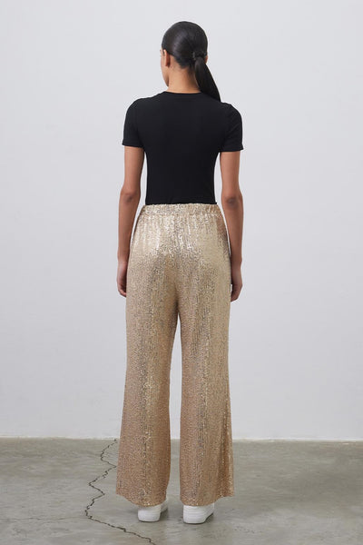 SEQUIN WIDE LEG PANTS GOLD