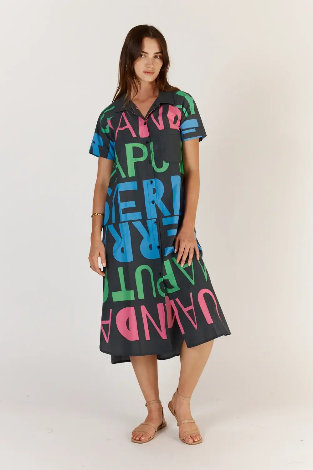 SIERRA BUTTON DRESS NAVY