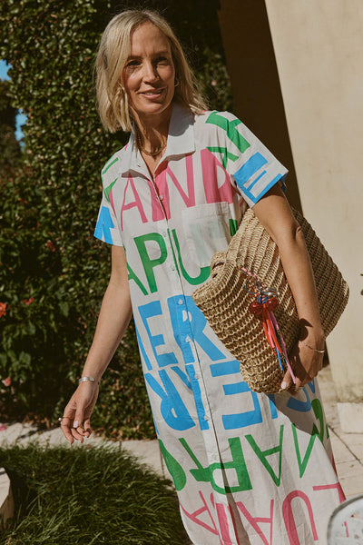 SIERRA BUTTON DRESS WHITE