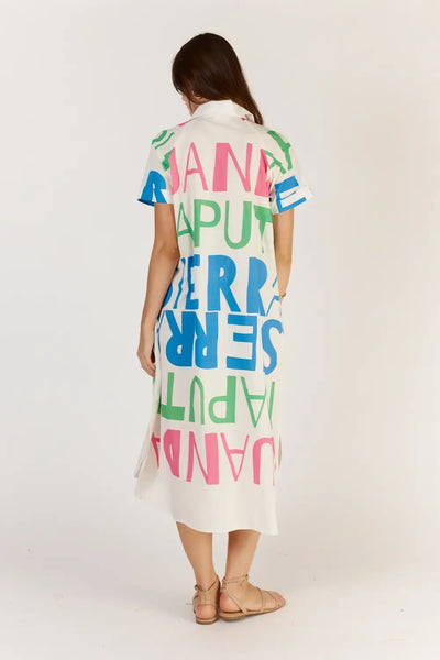 SIERRA BUTTON DRESS WHITE