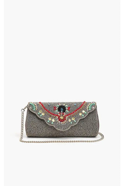 SILVER NIGHTS BEADED CLUTCH