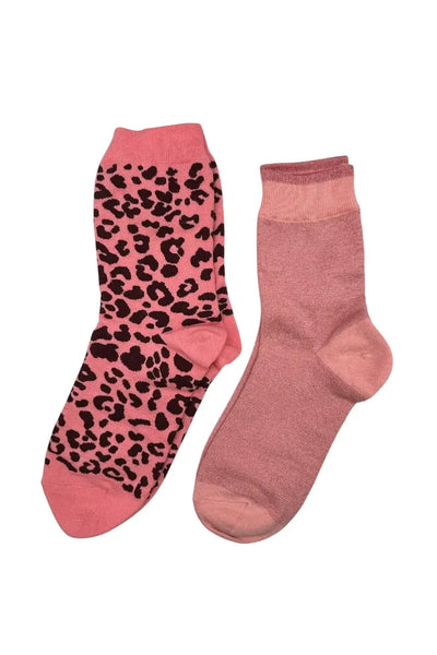 SOCK DUO PALE PINK TOKYO & LEOPARD