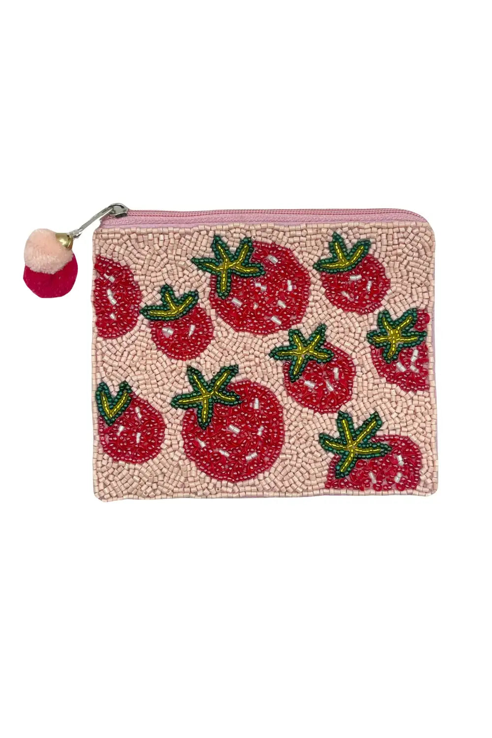 STRAWBERRY BEADED COIN PURSE