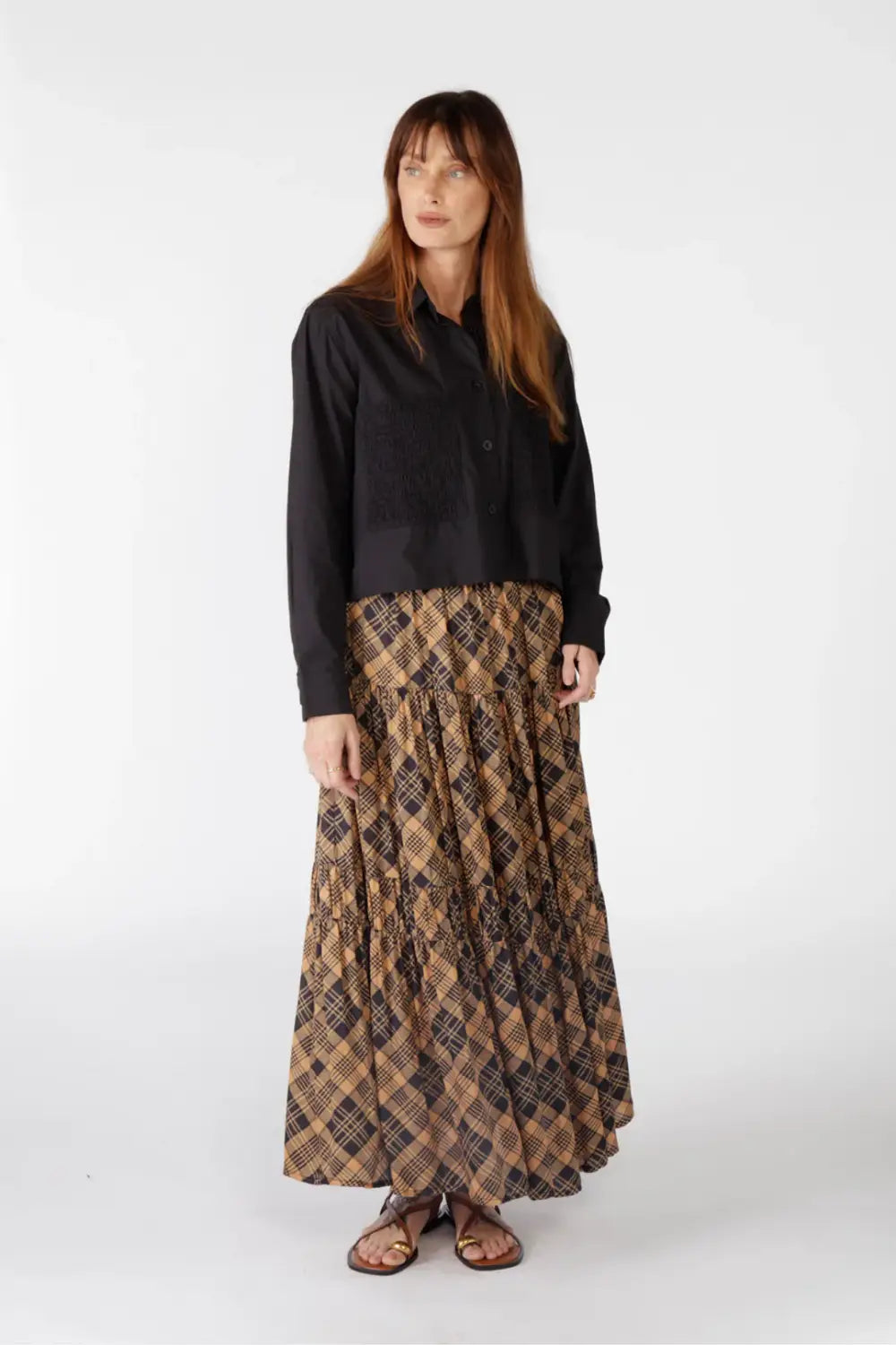 EDEN MAXI SKIRT TARTAN SAGE