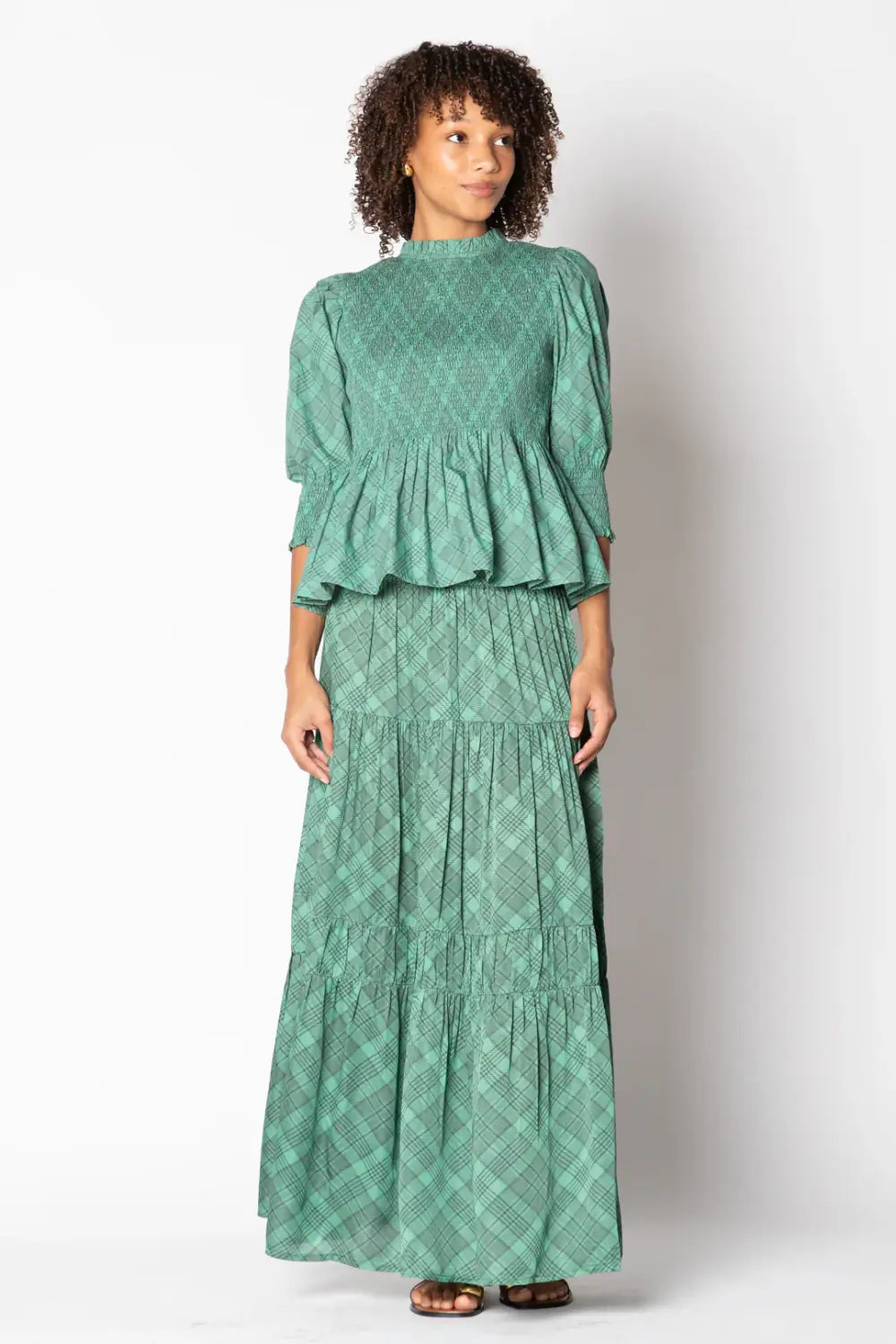 EDEN MAXI SKIRT TARTAN LATTE