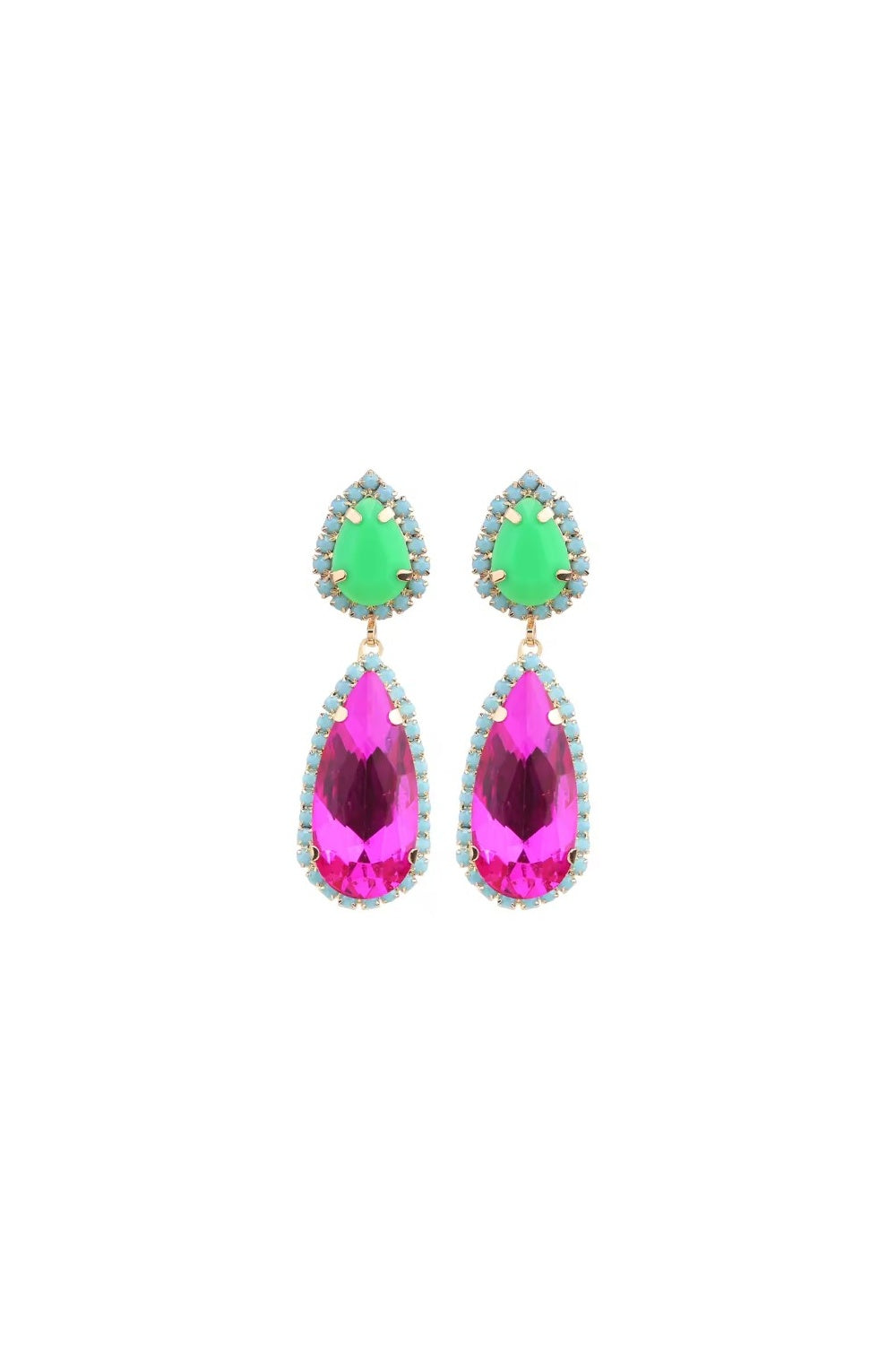 DIAMONDS IN THE SKY EARRINGS NEON GREEN & PINK
