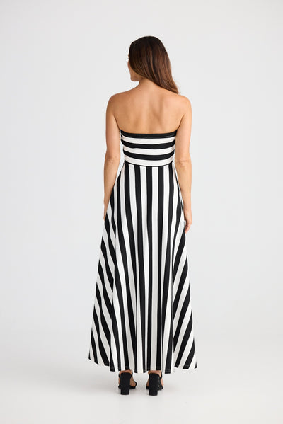 THANDIE STRAPLESS MIDI DRESS BLACK & WHITE