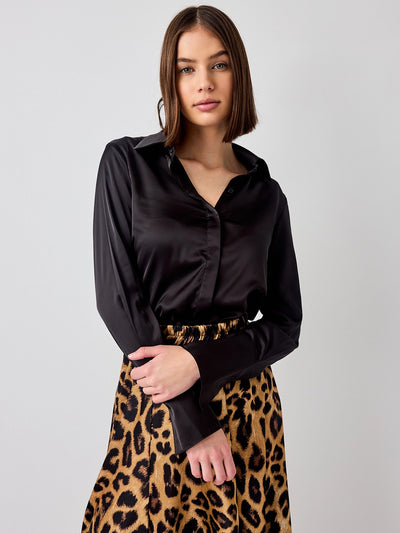 VALENTINA SATIN SKIRT CARAMEL LEOPARD
