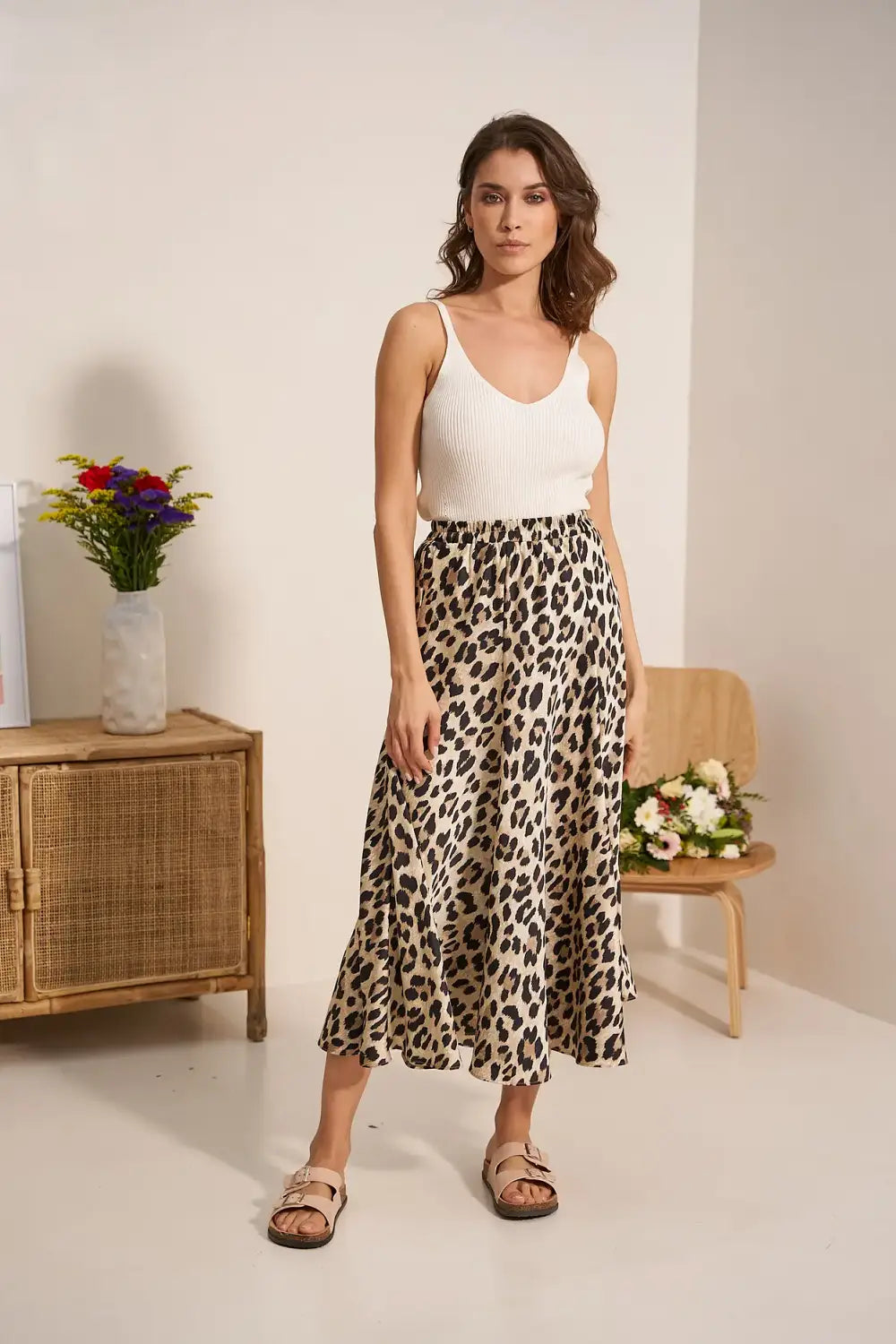 VALENTINA SKIRT BEIGE LEOPARD