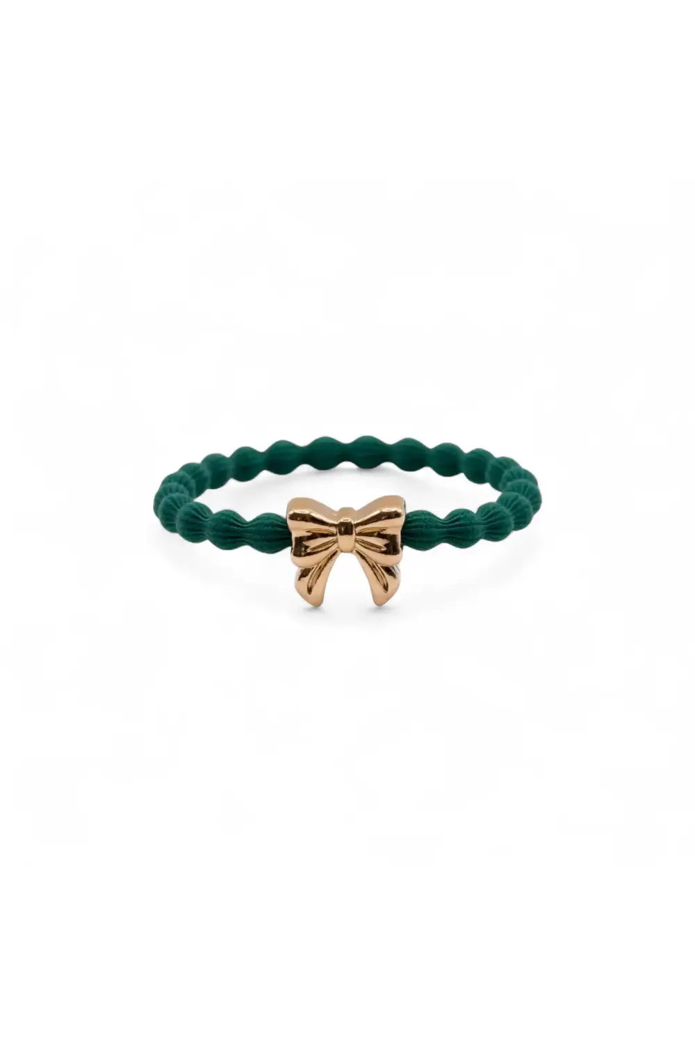 WAVE BOW HAIR TIE FOREST GREEN