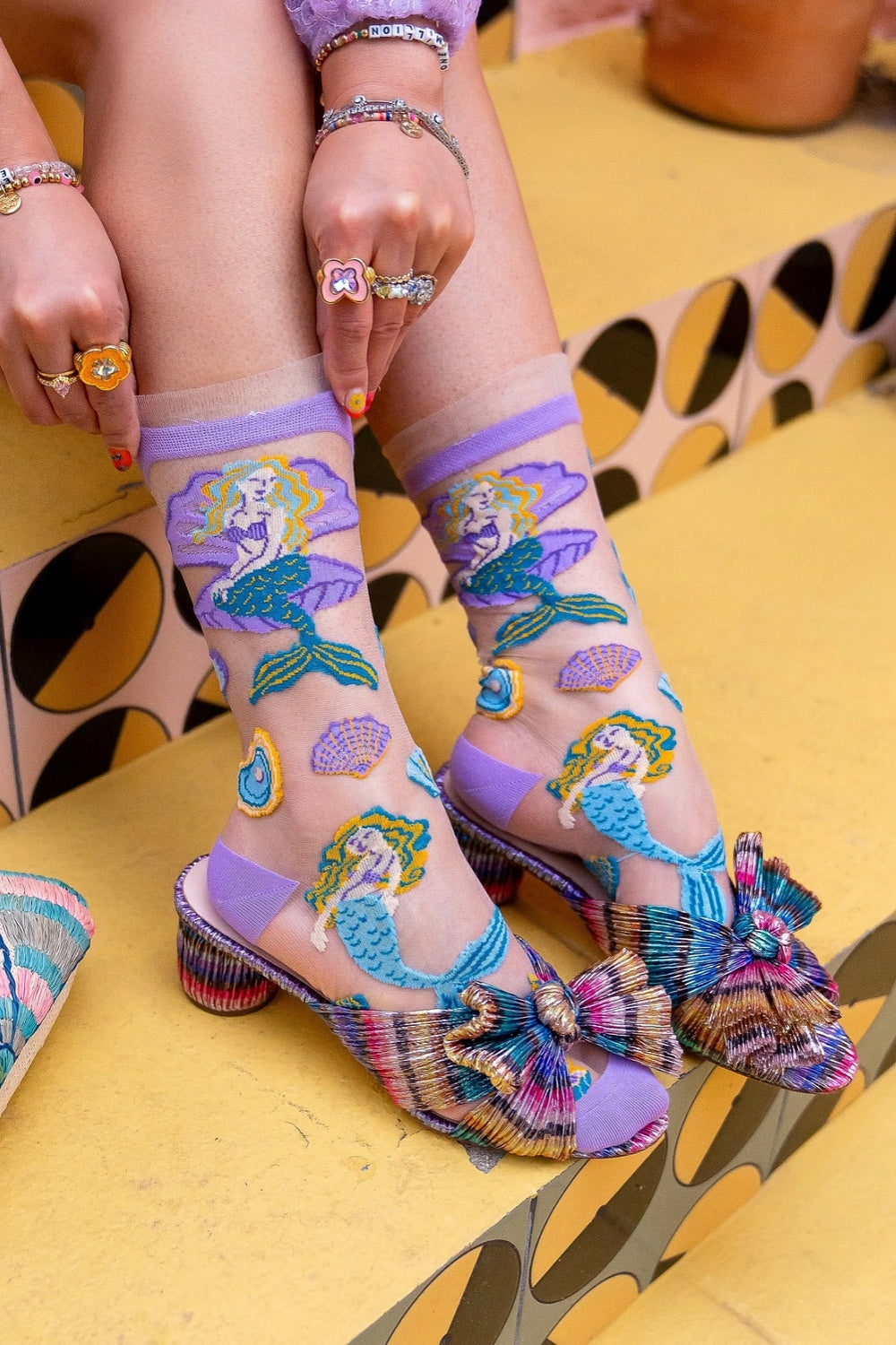 WHIMSICAL MERMAID RUFFLE SHEER CREW SOCKS