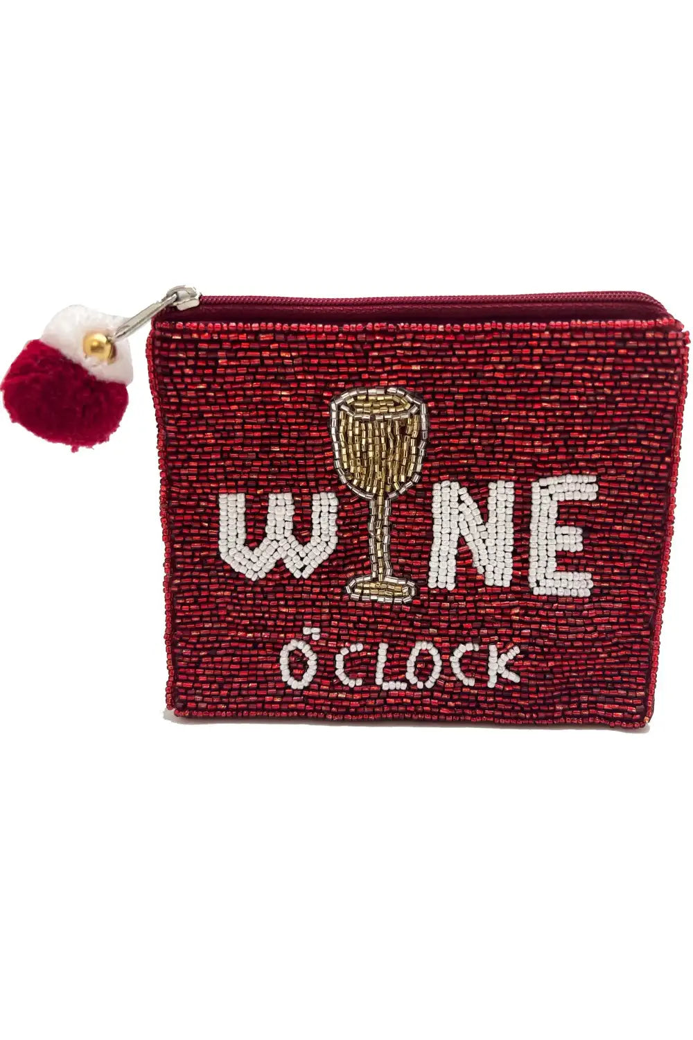WINE O'CLOCK BEADED COIN PURSE