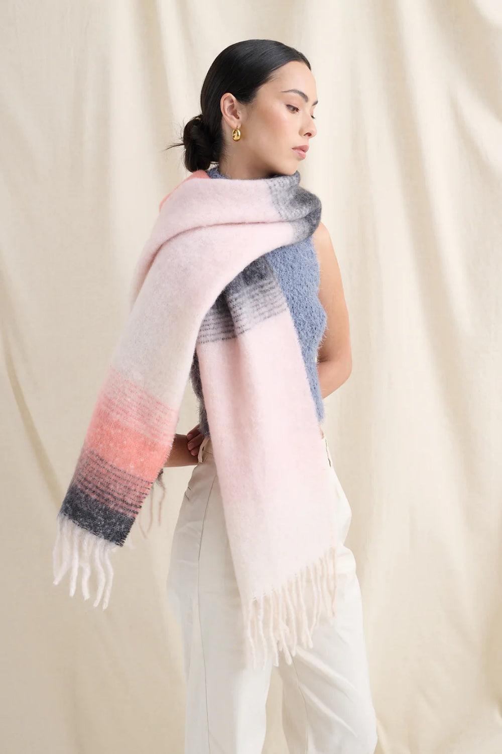 WINTER WONDERLAND SCARF PEACH STRIPE