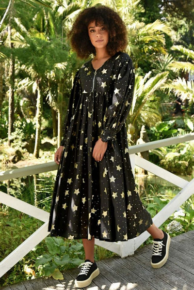 ZIP ON OUT MAXI DRESS BLACK