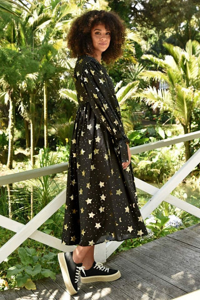 ZIP ON OUT MAXI DRESS BLACK