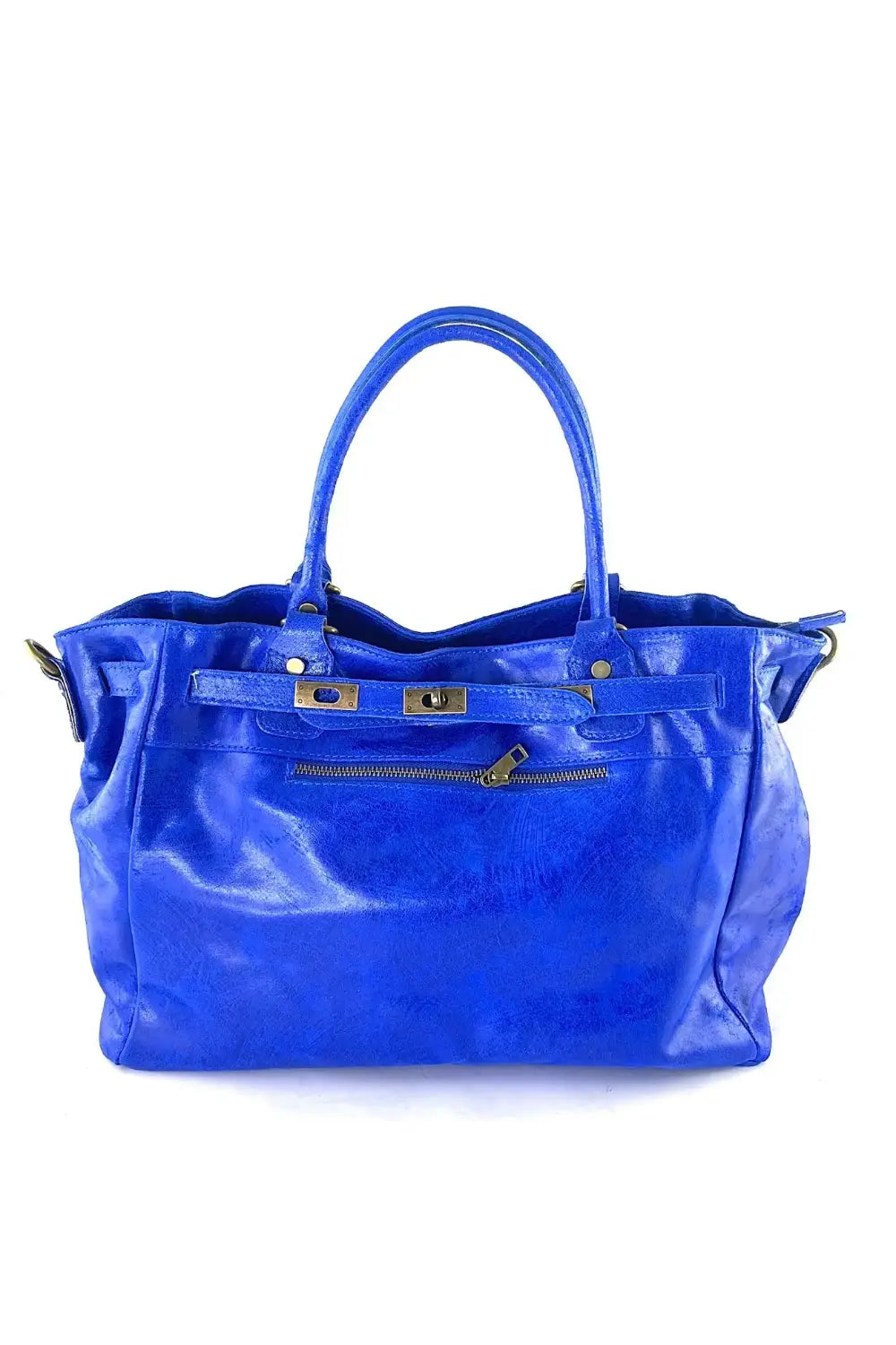 CECINE LEATHER HANDBAG BLU ELETTRICO