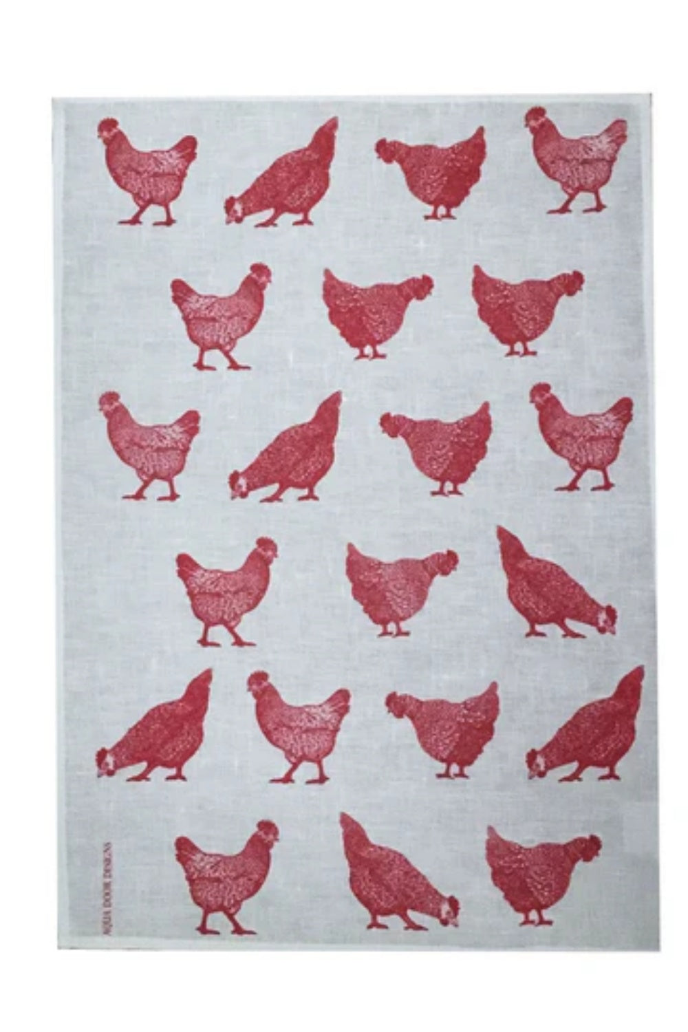 AQUA DOOR DESIGNS CHOOKS TEA TOWEL RED