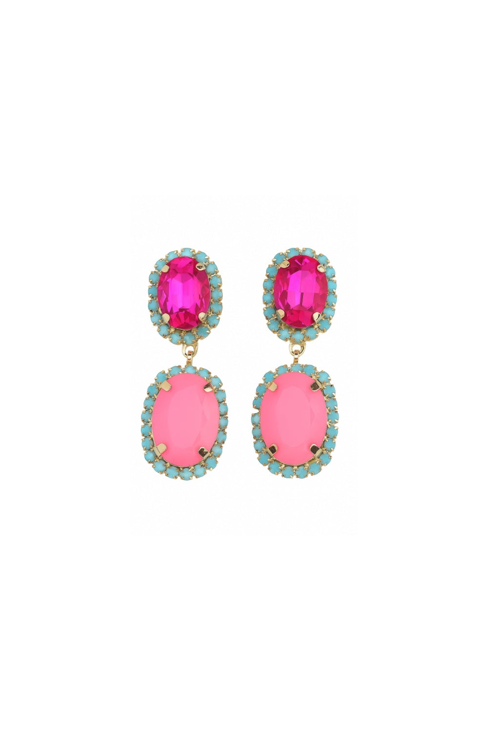 DIAMONDS IN THE SKY EARRINGS RASPBERRY & FLURO STRAWBERRY CREAM