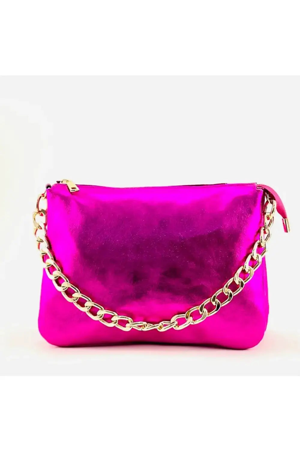 ELVIRA LAMINATO CHAIN POUCH FUXIA