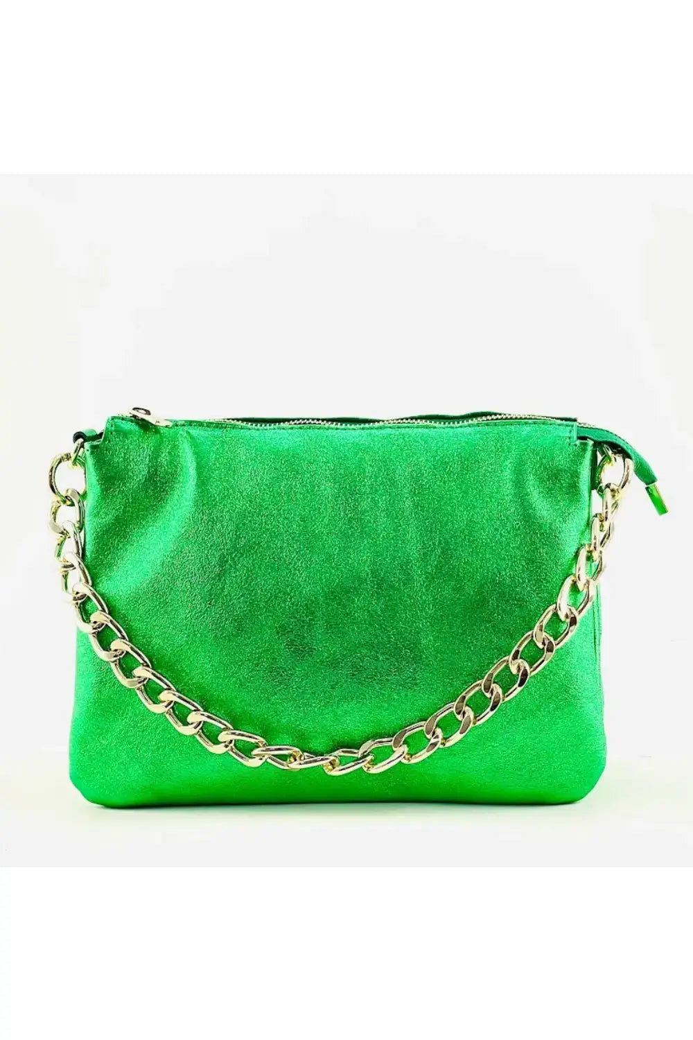 ELVIRA LAMINATO CHAIN POUCH VERDE