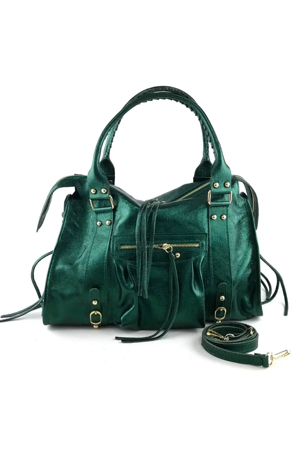 MAXI LAMINATO HANDBAG VERDE SCURO