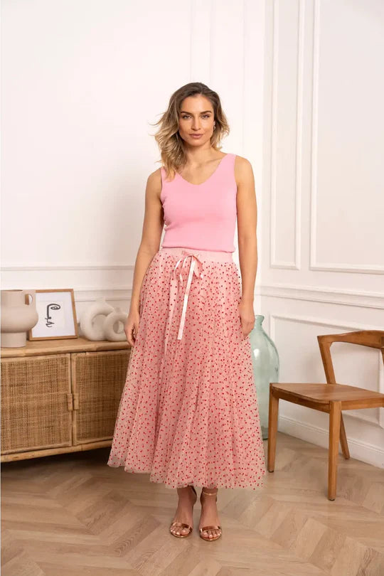 ONE MILLION KISSES TULLE SKIRT PINK & RED