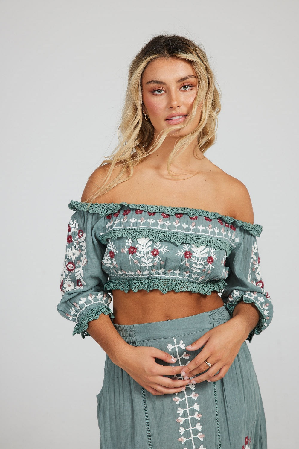 SOLOMON TOP ABYSS BLUE EMBROIDERY